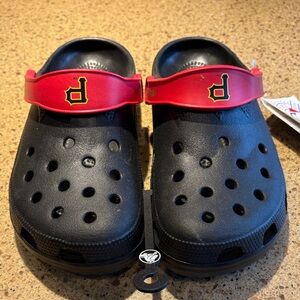 CROCS Black Mules with Red Strap